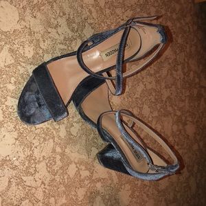 Velvet light blue heels